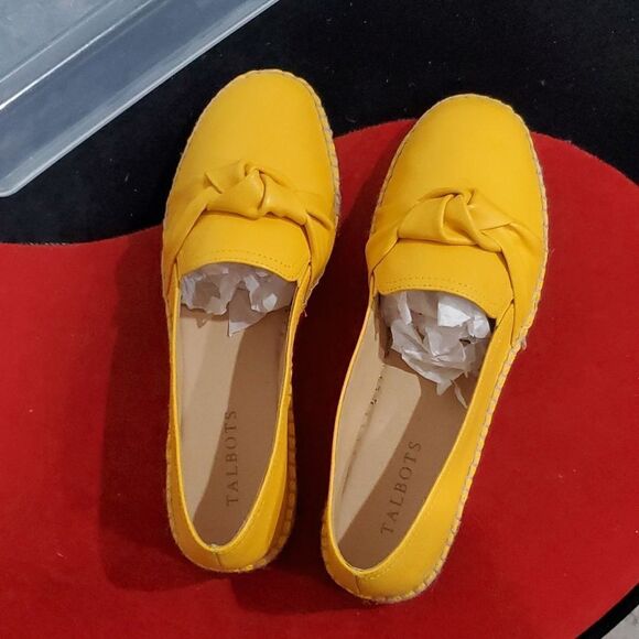 New Talbots Soft Nappa Leather Izzy Knot Detail Espadrilles in Yellow Size 8.5 - Picture 14 of 15